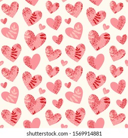 Seamless vector pattern with ornate hearts.