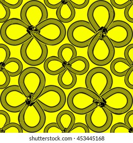 Seamless vector pattern. Ouroboros devouring its own tail. Witchcraft masonic, Infinity.