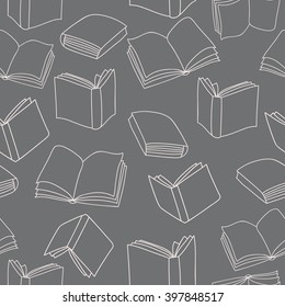 Seamless Vector Pattern With Outline Books