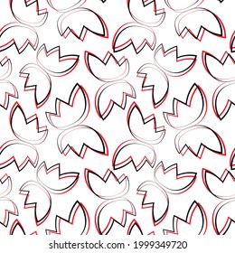 Seamless vector pattern with outline red wings