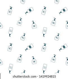 Seamless vector pattern with outlined liquid soap images.