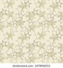 Seamless vector pattern of overlapping star shapes, celebration party concept, decorative wallpaper, textile print, packaging.