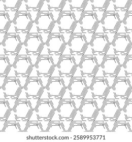 Seamless vector pattern, packing design. Repeating motif background. White color and black line seamless Pattern Background. Islamic geometric line vector. EPS Vector Illustration