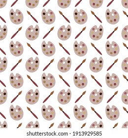 Seamless vector pattern with paint and brush