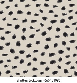 Seamless vector pattern with paint brush stroke spots. Hand drawn grungy speckles and dots texture. Background for print, textile, fabric, wallpaper, card, poster, home decor, packaging, wrapping.