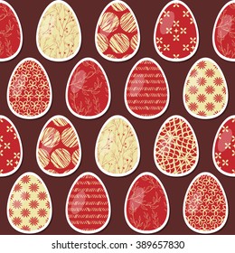 Seamless vector pattern. Painted Easter eggs. Multicolored patterns.