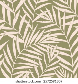 Seamless vector pattern palm dypsis leaves. Summer palm leaves tropical fabric design. Dypsis lutescens seamless pattern. Vector endless illustration.