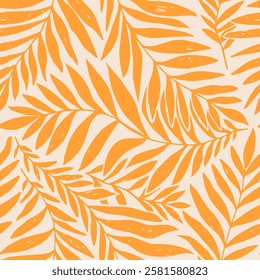 Seamless vector pattern palm dypsis leaves. Summer palm leaves tropical fabric design. Dypsis lutescens seamless pattern. Vector endless illustration.