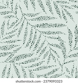 Seamless vector pattern palm leaf made from dots. Summer palm leaves tropical fabric design. Dypsis lutescens seamless pattern.