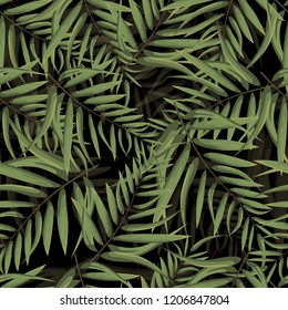 Seamless vector pattern. Pattern with palm leaves. Summer pattern.