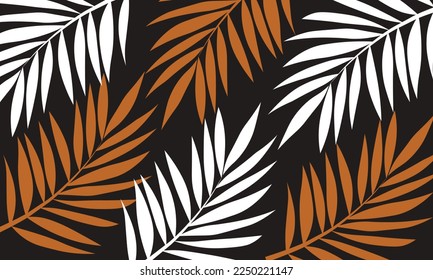 
Seamless vector pattern of palm leaves on a black background