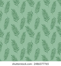 Seamless vector pattern with palm leaves. Background pattern with palm leaves. Designer wallpaper made of tropical leaves. Botanical texture design for prints, wall paintings and wallpapers.