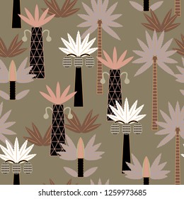 
Seamless vector pattern with palm trees