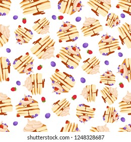 seamless vector pattern with pancakes or cake