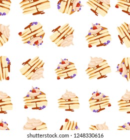 seamless vector pattern with pancakes or cake