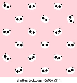 Seamless Vector Pattern: Panda head pattern on light pink background