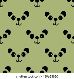 Seamless vector pattern with pandas. Hand drawn graphic background.
