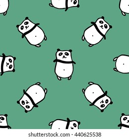 Seamless vector pattern with pandas. Hand drawn graphic background.
