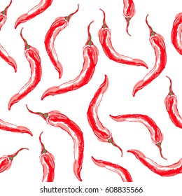 Seamless vector pattern with paprika.Chili pepper. template for package design.
