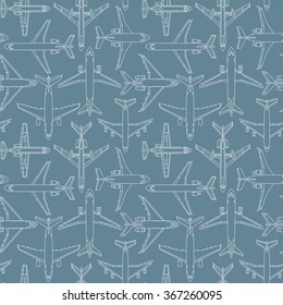 Seamless vector pattern with passenger airplanes number one can be used for graphic design, textile design or web design.