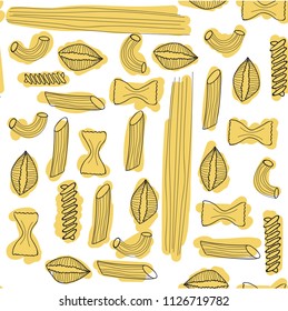 Seamless vector pattern with pasta.