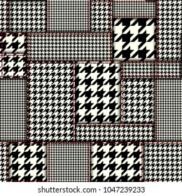 Seamless vector pattern. Patchwork of Classic Glen Plaid patterns. Vector image.