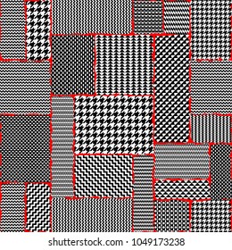 Seamless vector pattern. Patchwork of Classic Glen Plaid patterns. Vector image.