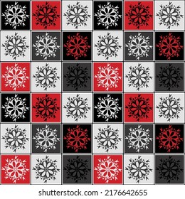 Seamless vector pattern in patchwork style. Quilted fabric sewn from patches. Square mosaic with ornament. 