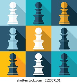Seamless vector pattern with pawn. Flat Design