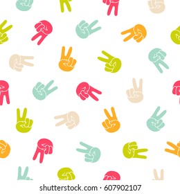 Seamless Vector Pattern - Peace Hand Symbol