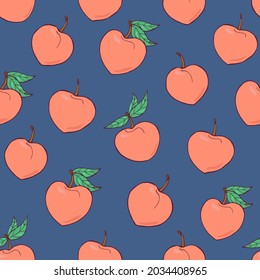 Seamless vector pattern of peaches. Decoration print for wrapping, wallpaper, fabric, textile.