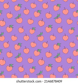 Seamless vector pattern of peaches. Decoration print for wrapping, wallpaper, fabric, textile.