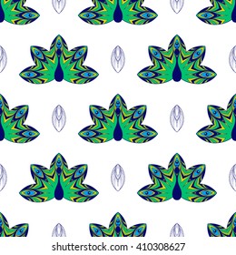 Seamless vector pattern with peacock in decorative style.