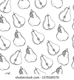 Seamless vector pattern with pear