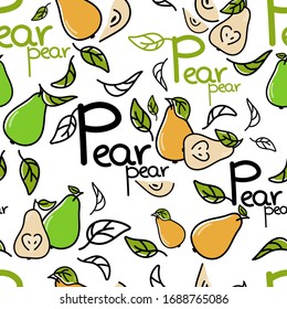 
seamless vector pattern. pear fruit. healthy and ecological food