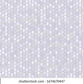 Seamless vector pattern of pearls gradient honeycomb mosaic. Geometric design. White and pearls hexagon tiles background. Print for wrapping, web backgrounds, fabric, decor, surface, scrapbooking,etc.