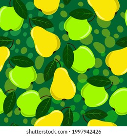 Seamless vector pattern of pears and apples, perfect for wallpaper, fabric, textile, gift wrapping.