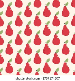 Seamless vector pattern with pears. Fruit background in a children's style. Design of textile or paper products.