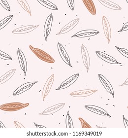 Seamless vector pattern with peas on white background. Modern concept for fabric and paper, surface textures.