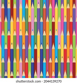 Seamless vector pattern with pencils. Geometric background for back to school, fabric, poster, banner etc. Abstract drawing tools flat style illustration
