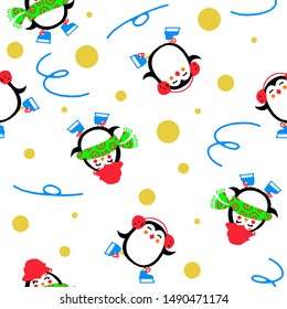 seamless vector pattern with penguins