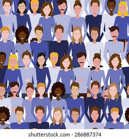 The seamless vector pattern with people. Society, team, public. Social media, communication background for your design.