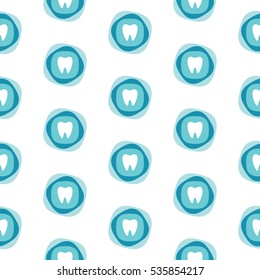 Seamless vector pattern. Perfect background for a dentist or dental clinic with. Turquoise blue color.