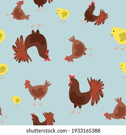 Seamless vector pattern with pet birds on a blue background. Background for textiles, covers, screensavers, children is bed linen.