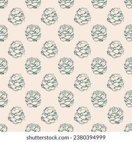 Seamless vector pattern from pine cones. Pattern for wrapping, textile print, card.