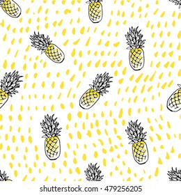 Seamless vector pattern with pineapple.