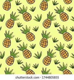 Seamless vector pattern with pineapple. design of wrapping paper, textile, print.