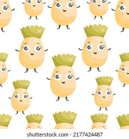 Seamless vector pattern with pineapples. Fruit pattern for print, fabric design, apparel