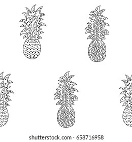 Seamless vector pattern with pineapples. Pineapple vector illustration. 