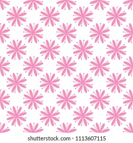Seamless vector pattern with pink abstract flowers on white background